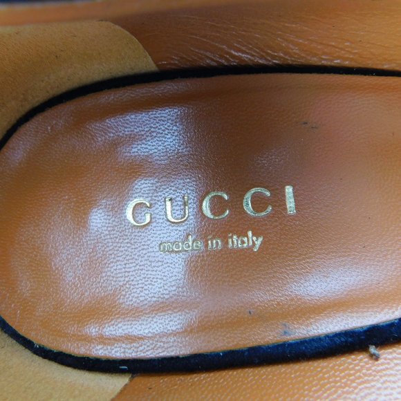 GUCCI Black Suede Leather Peep Toe Platform Heel Pumps 38.5 - Picture 11 of 11